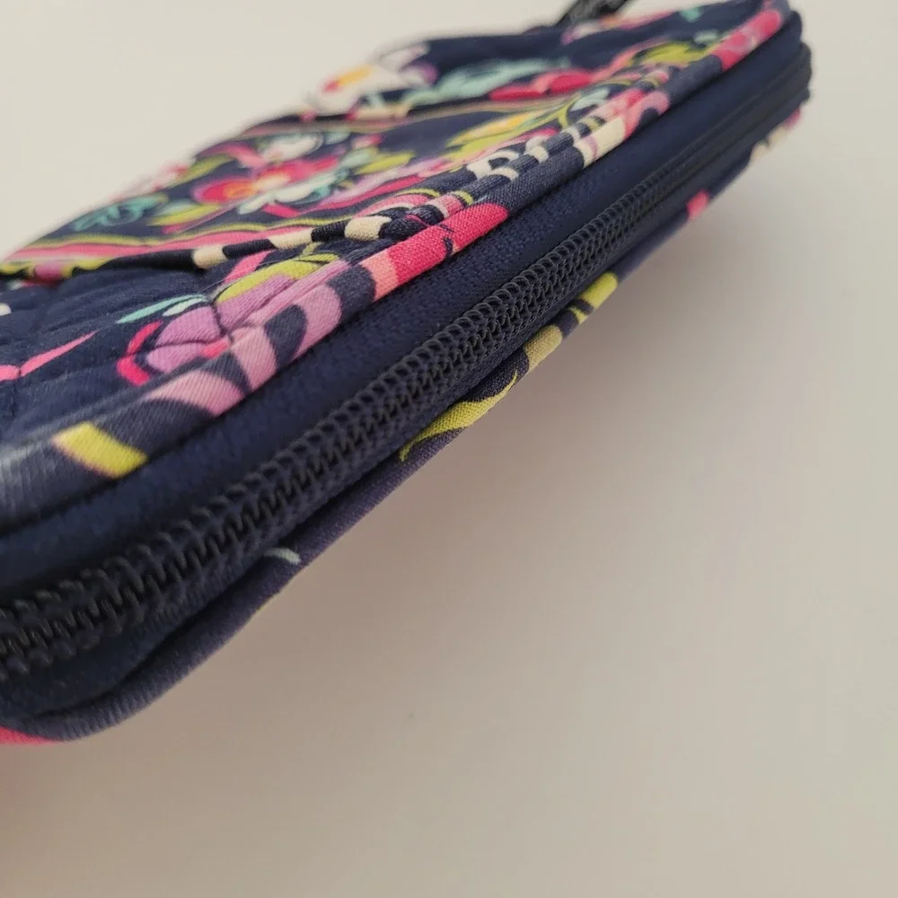 Vera Bradley Tutti Frutti Floral Quilted Zip Around Wallet Navy Pink Blue - Picture 9 of 9